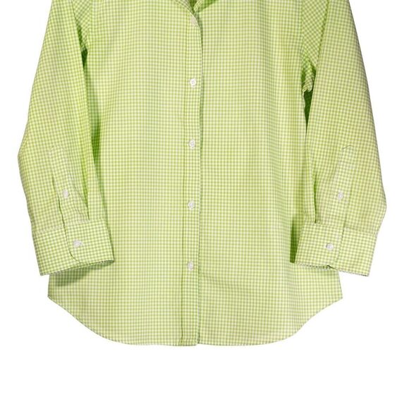 Chaps Ralph Lauren Women's Shirt Button Up Green White Check 3/4 Sleeve Top L - Picture 5 of 8